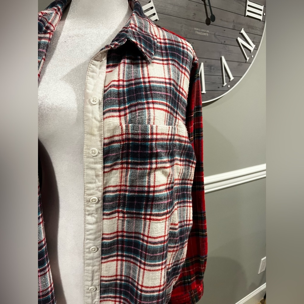 Women's American Eagle Plaid Flannel Button Down Long Sleeve Shirt - Siz… - Picture 4 of 15